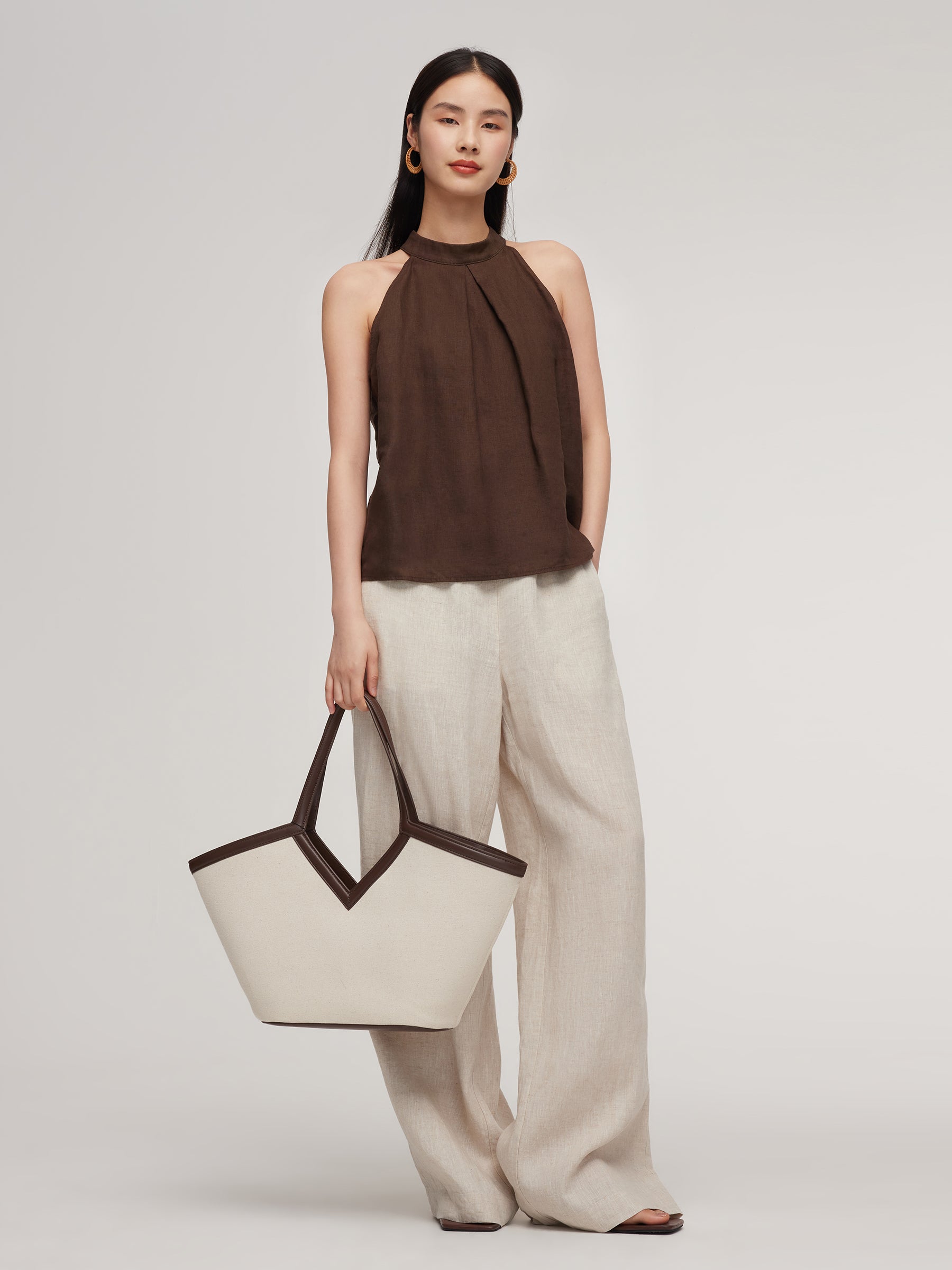 100% Linen Women Halter Tank Top