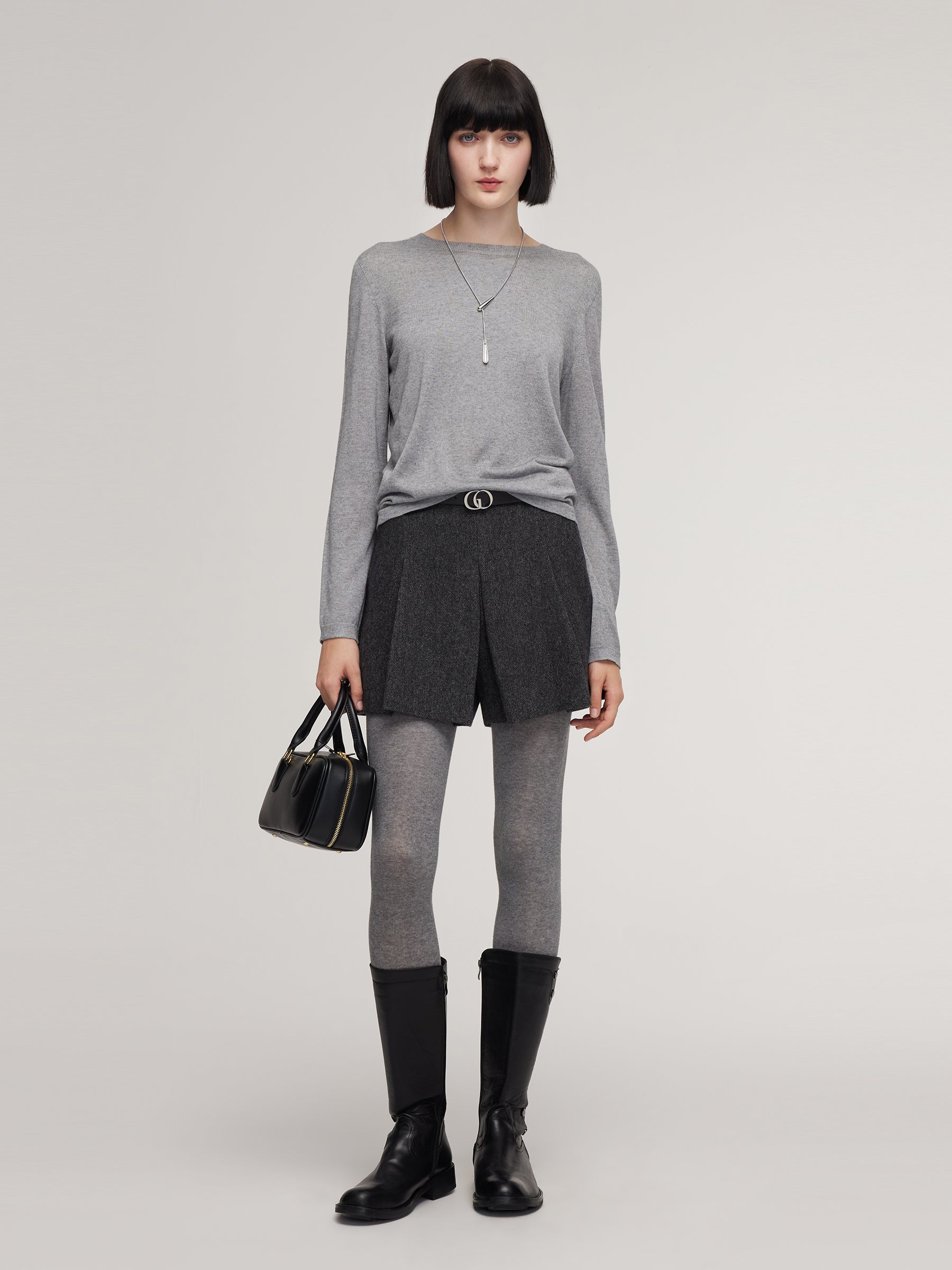 100% Washable Wool A-Line Women Culotte Skirt