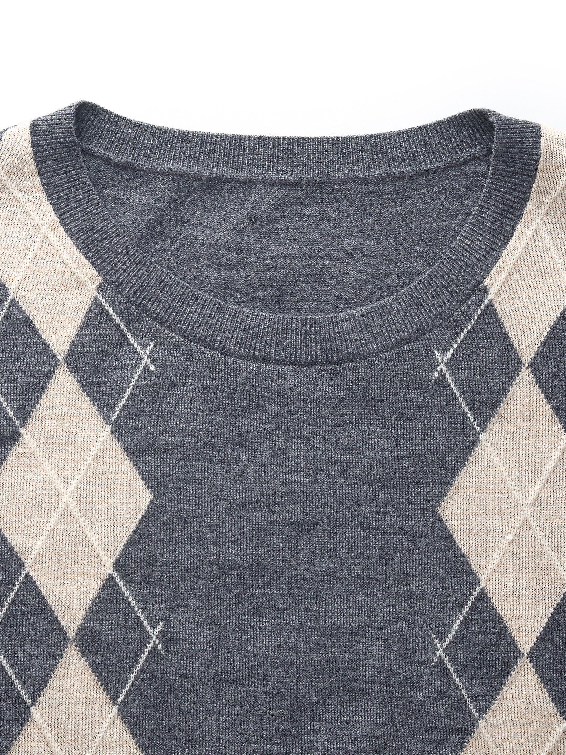 100% Machine Washable Wool Argyle Women Knit Top