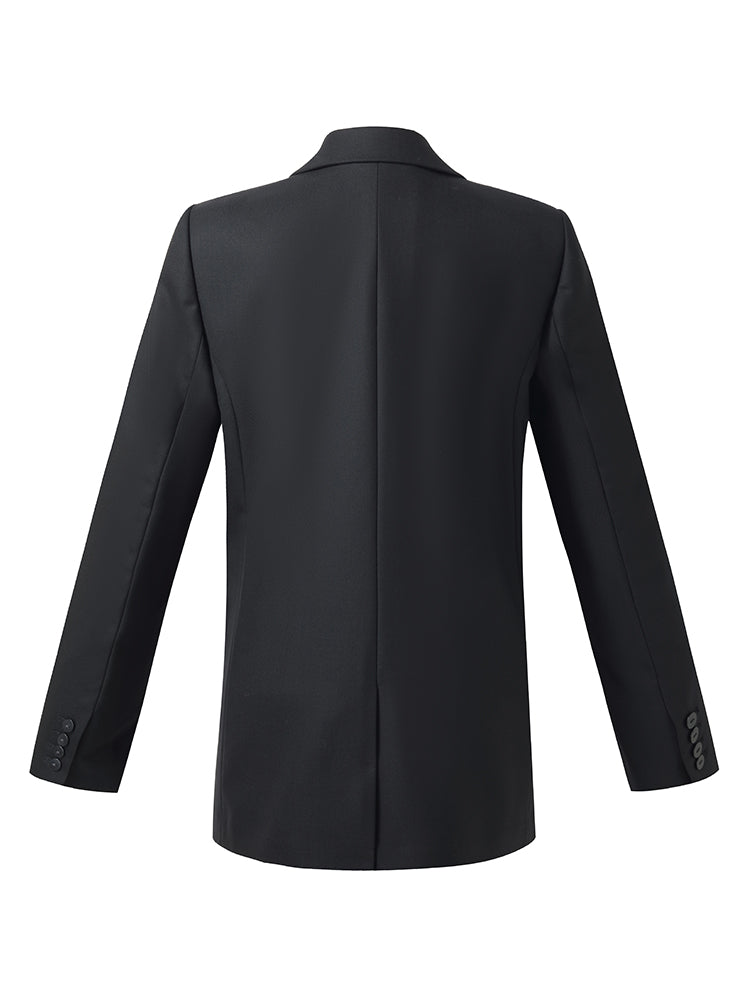 100% Wool Women Blazer With Detachable Brooch