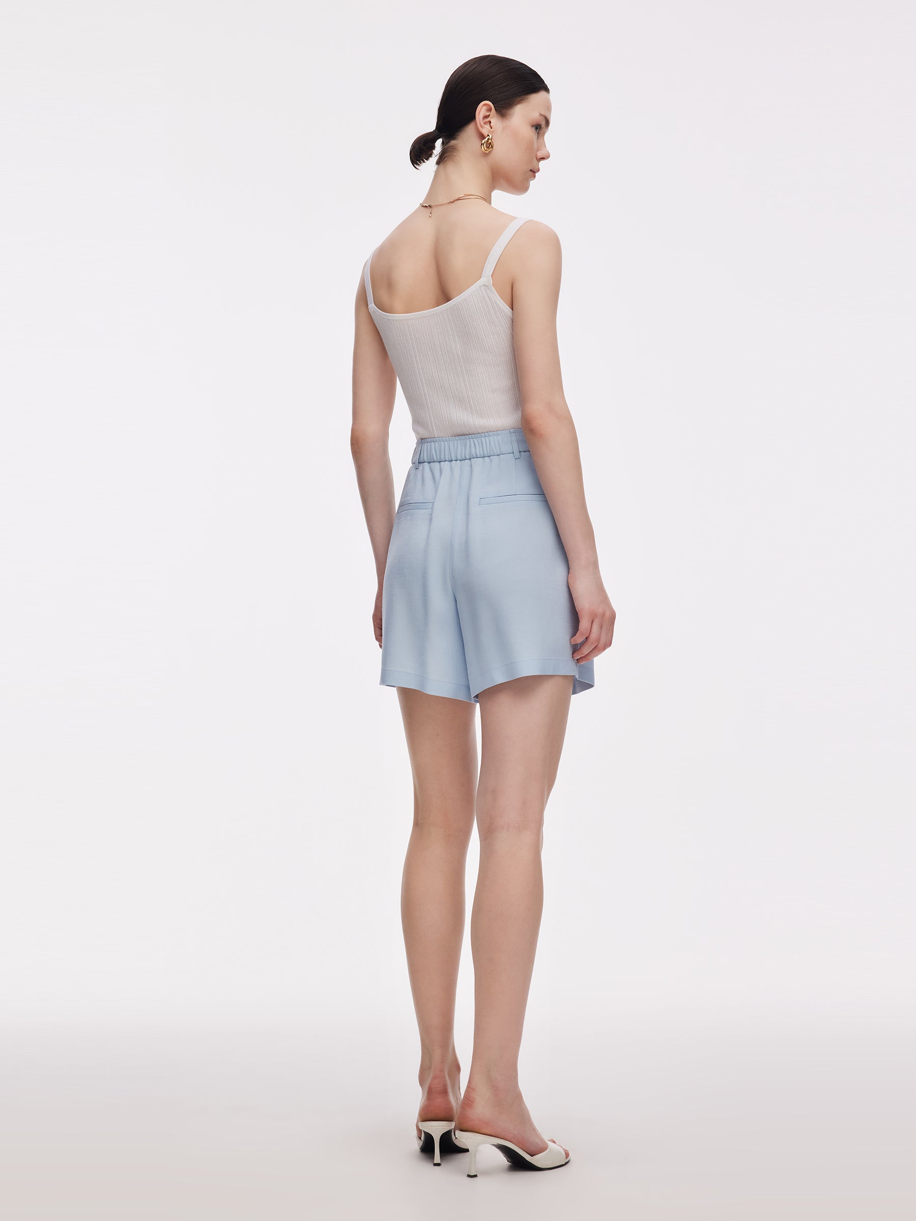 100% Acetate Adjustable Waist Women Shorts