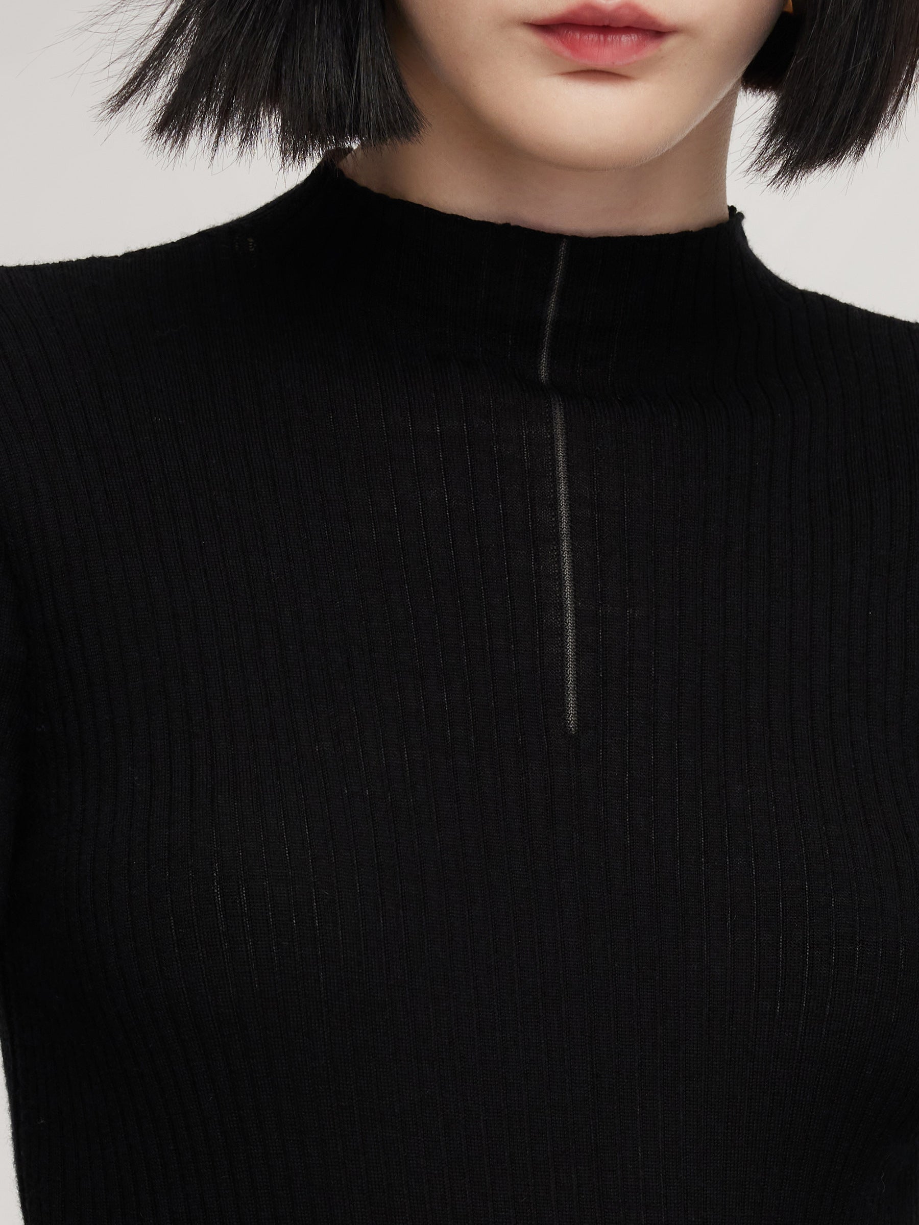 100% Washable Wool Mock Neck Women Knit Top