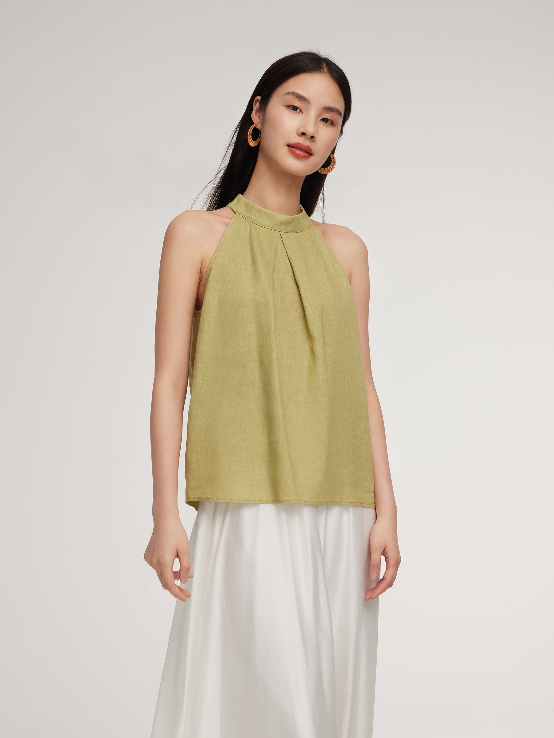 100% Linen Women Halter Tank Top