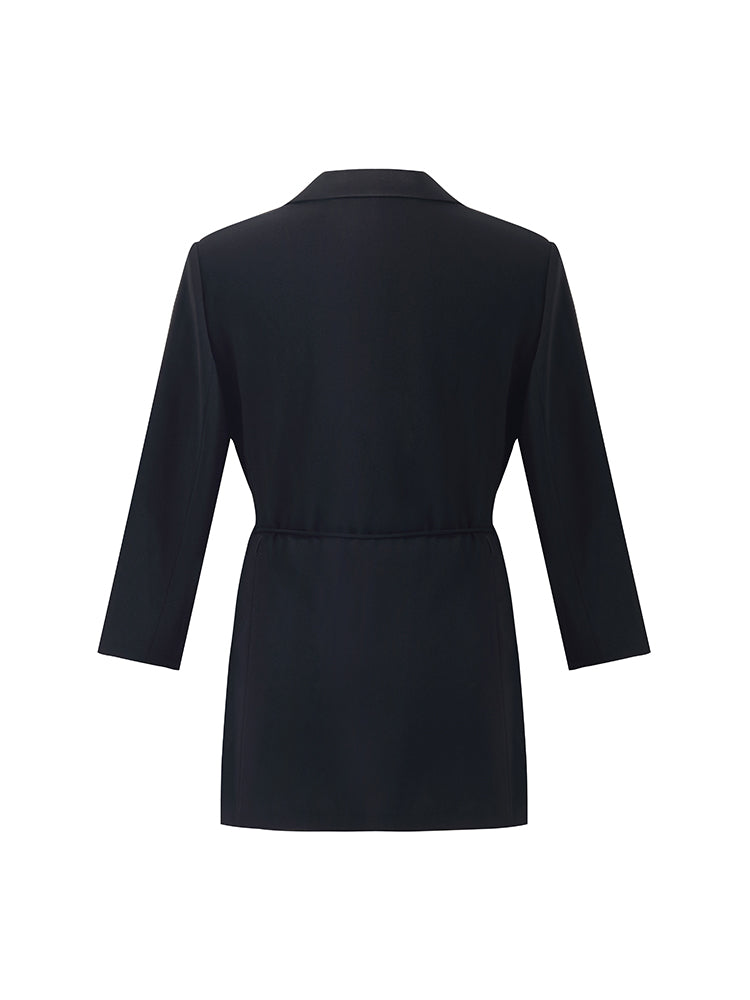 Triacetate 3/4 Sleeves Women Blazer With Rope Belt