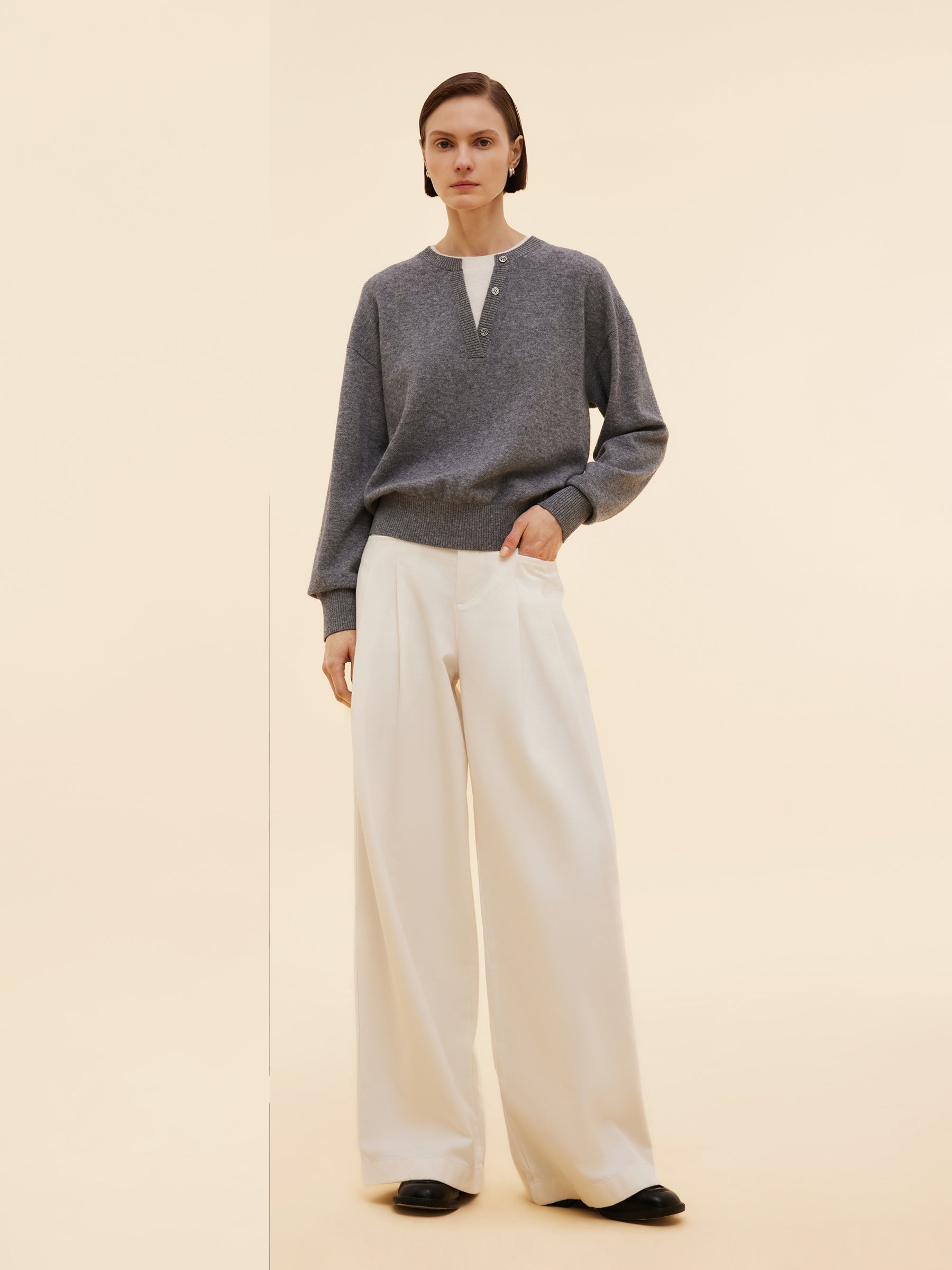 100% Wool Faux Two-Piece Women Sweater