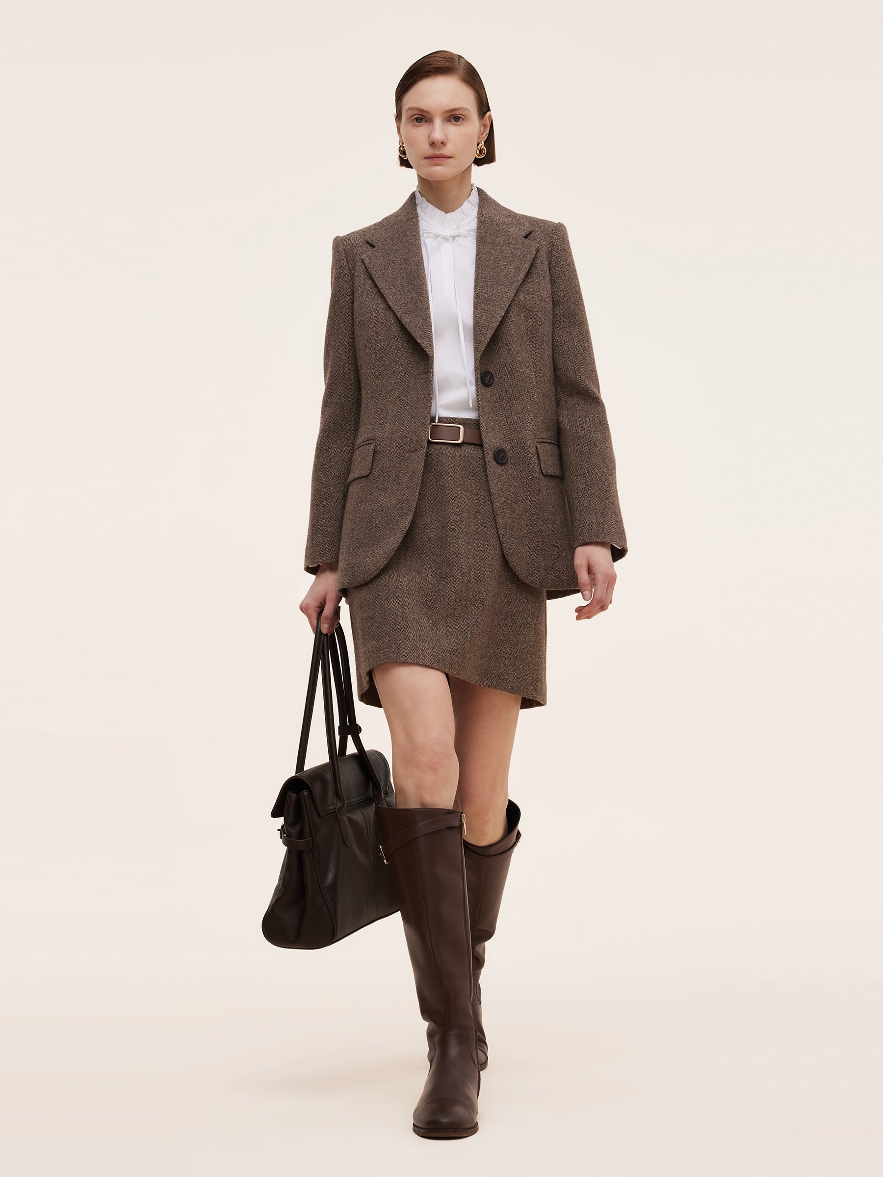 100% Washable Wool Gathered Waist Women Blazer