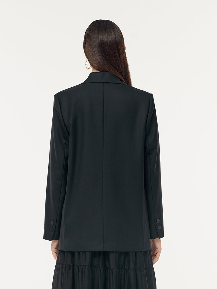 100% Wool V-Neck Women Blazer