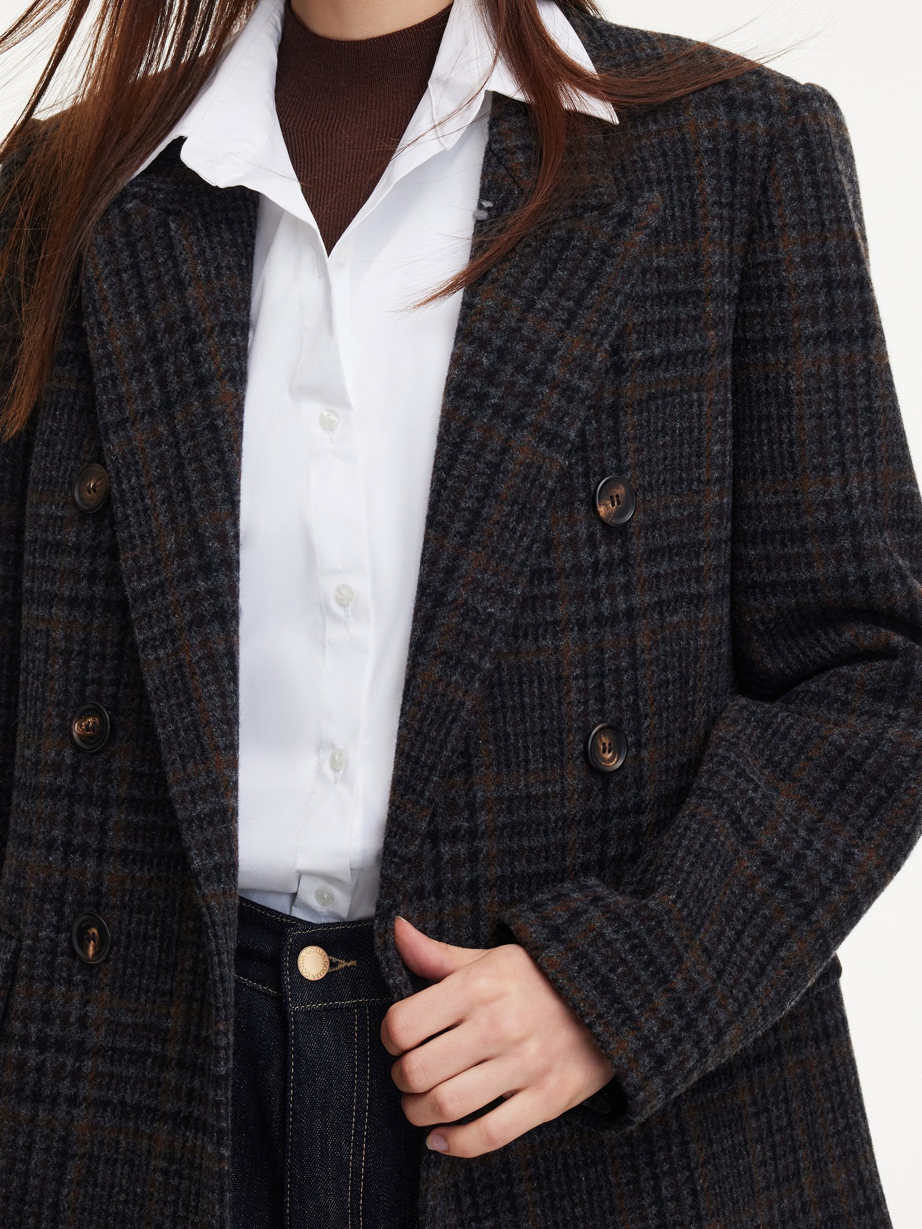 100% Wool Plaid Notched Collar Unisex Blazer